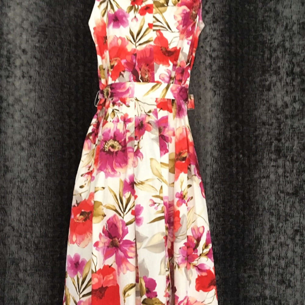 Sandra Darren dress flora print fit & flare Size12 - Picture 4 of 8